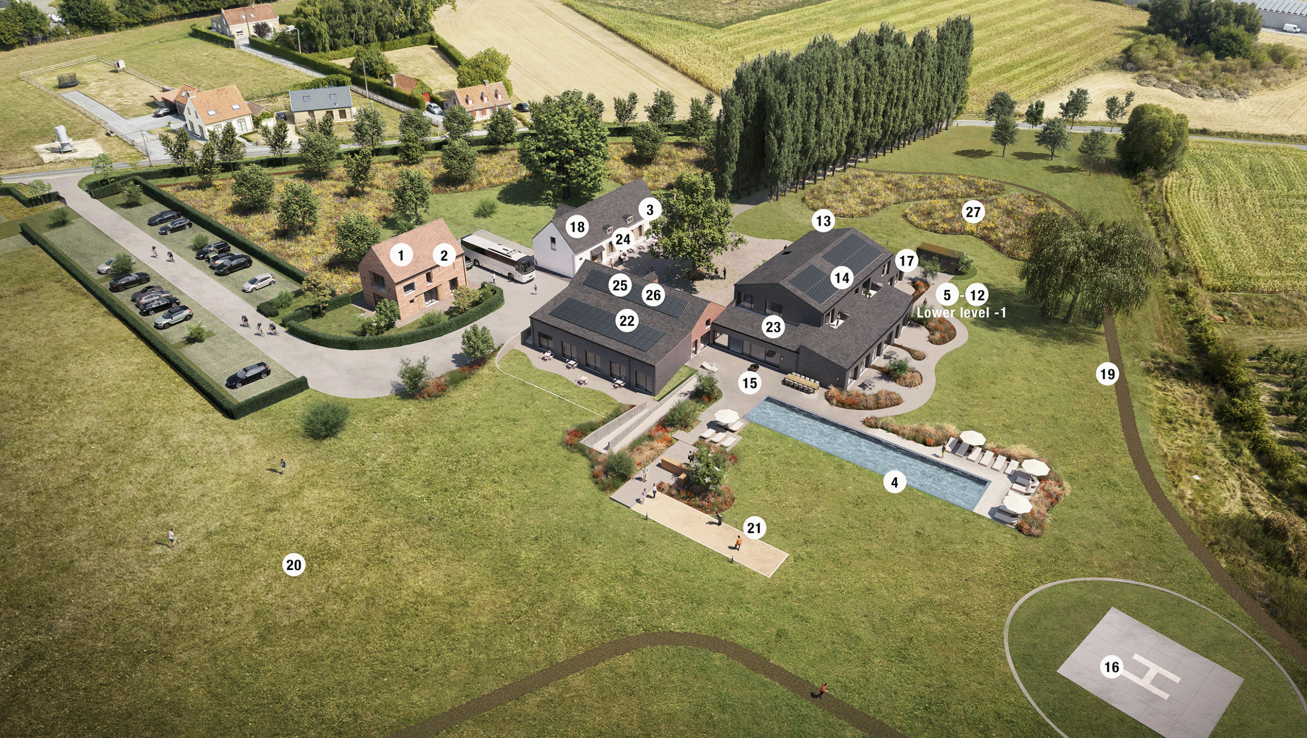 Plattegrond Monte Marcella met aanduiding van alle faciliteiten